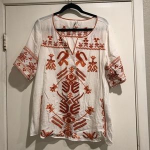 Burnt orange and white tunic